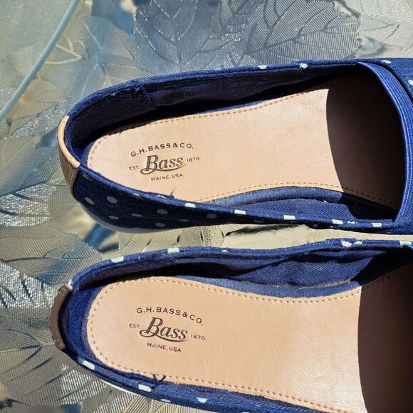 BASS SUSIE SLIP ON BOAT SHOES WOMENS SIZE 6.5M BLUE WHITE POLKA DOT SHOE LOAFER - Picture 6 of 8